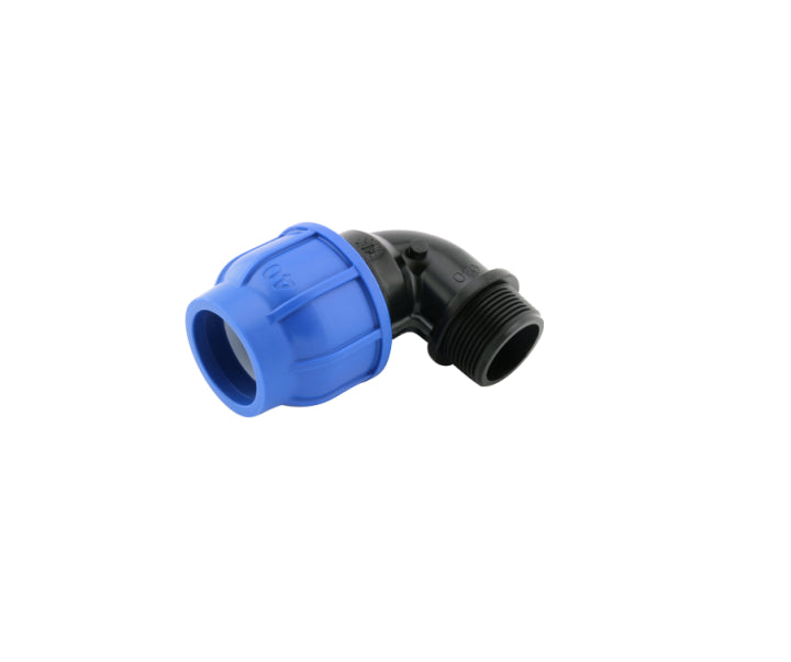 Compression elbow, Ø63 mm x 2″ male thread